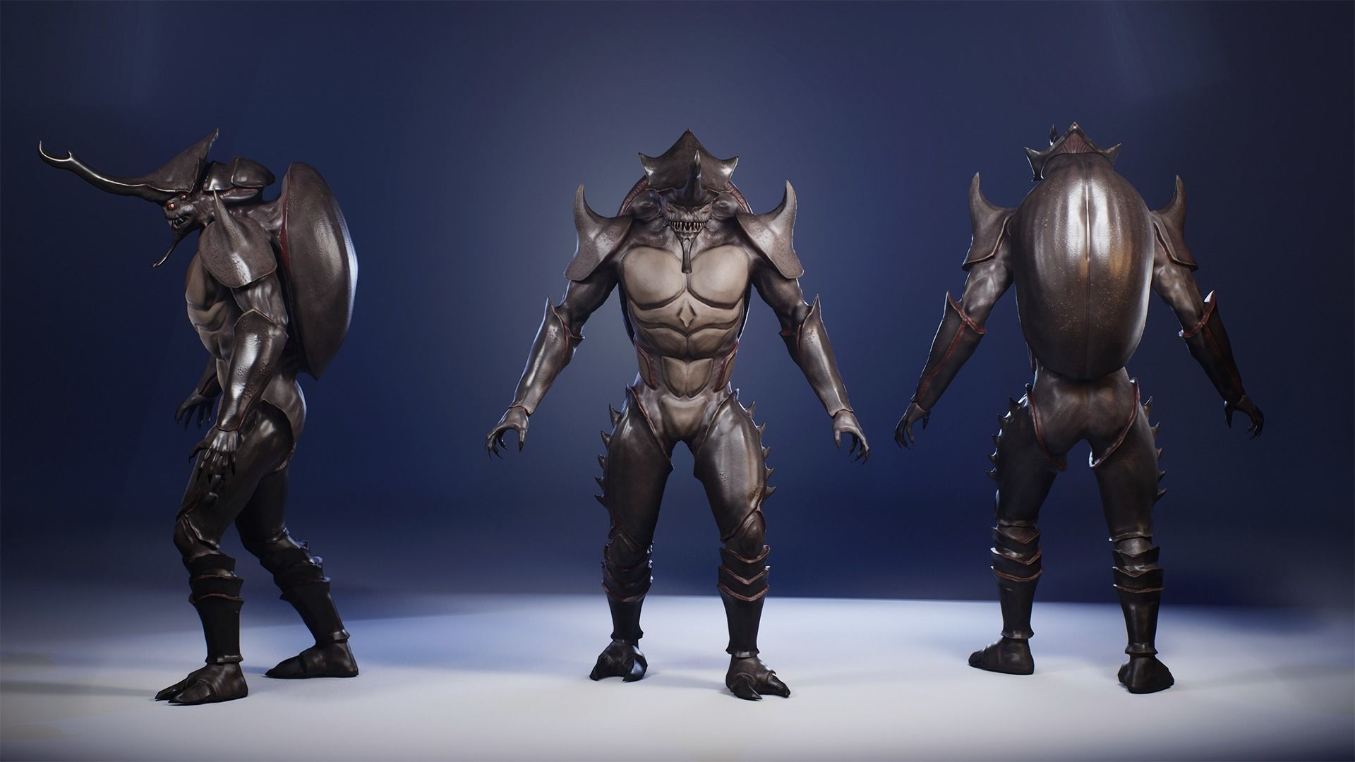 Rhinoceros beetle monster Low-poly 3D model_5