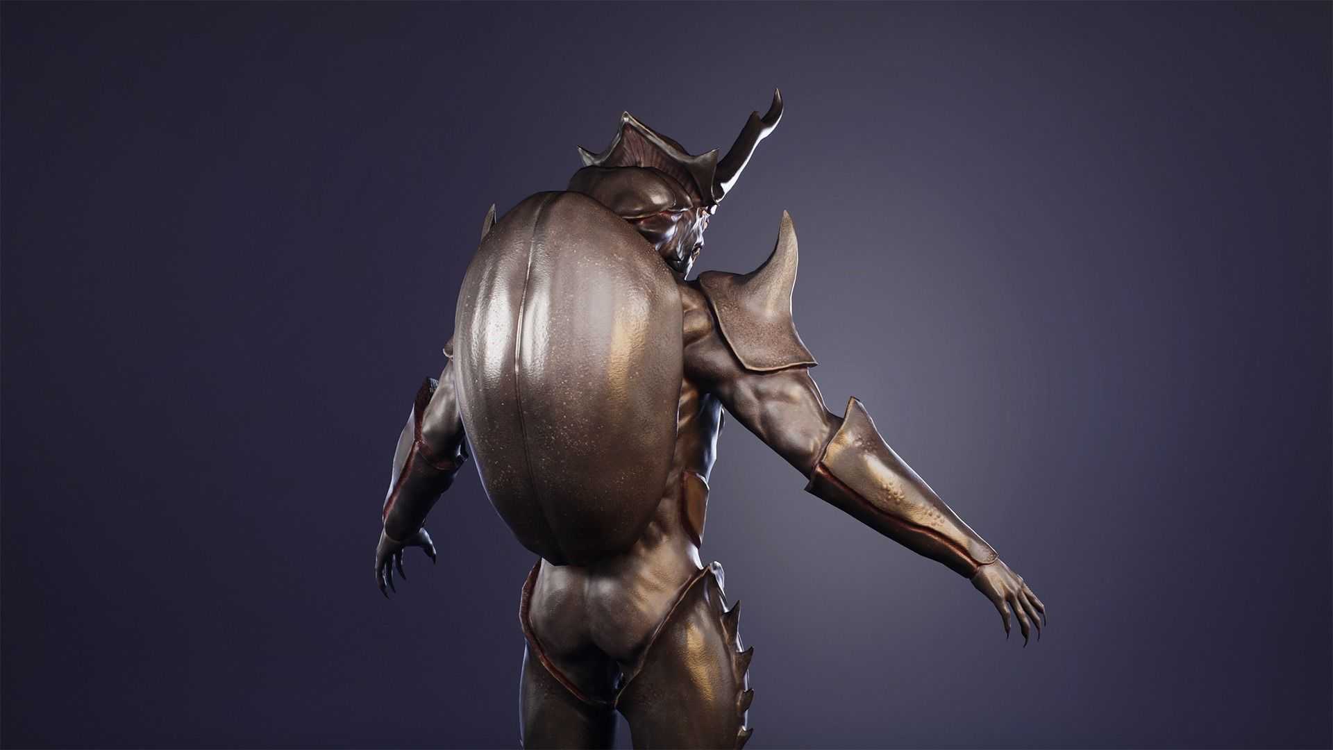 Rhinoceros beetle monster Low-poly 3D model_13