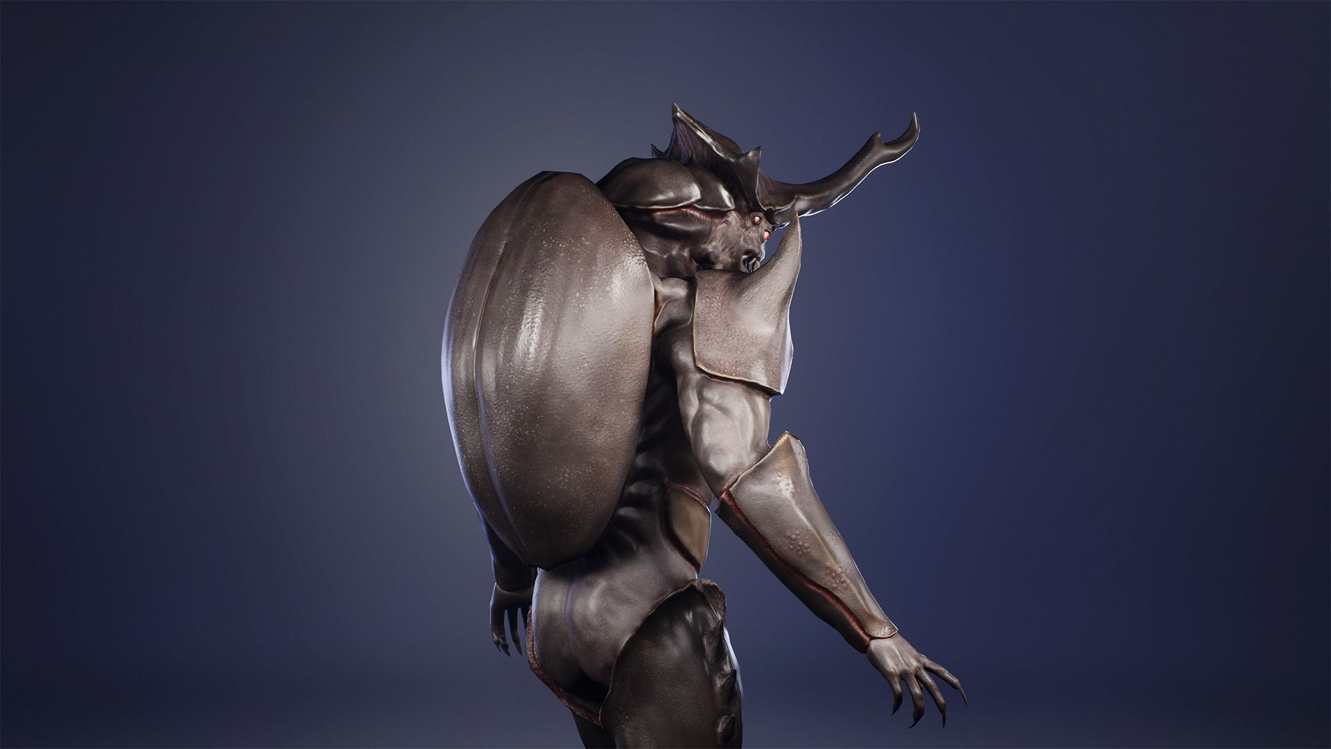 Rhinoceros beetle monster Low-poly 3D model_14