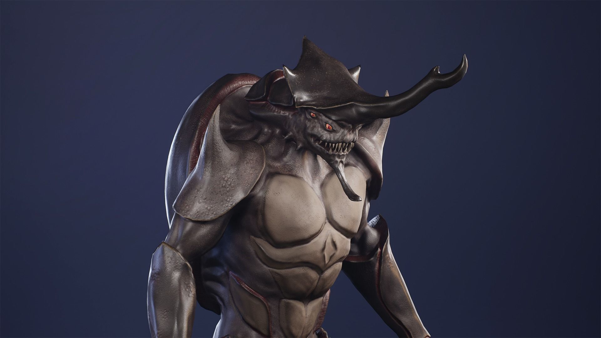 Rhinoceros beetle monster Low-poly 3D model_8