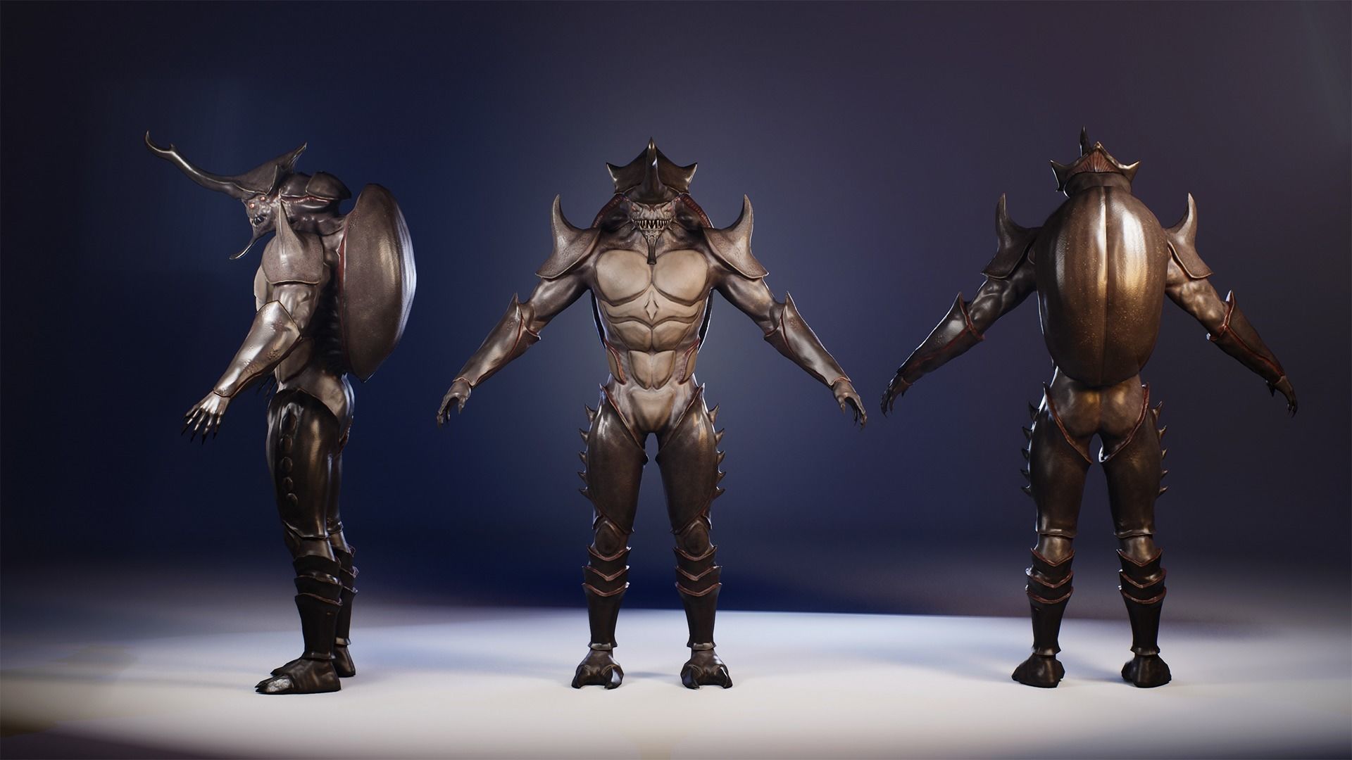 Rhinoceros beetle monster Low-poly 3D model_15