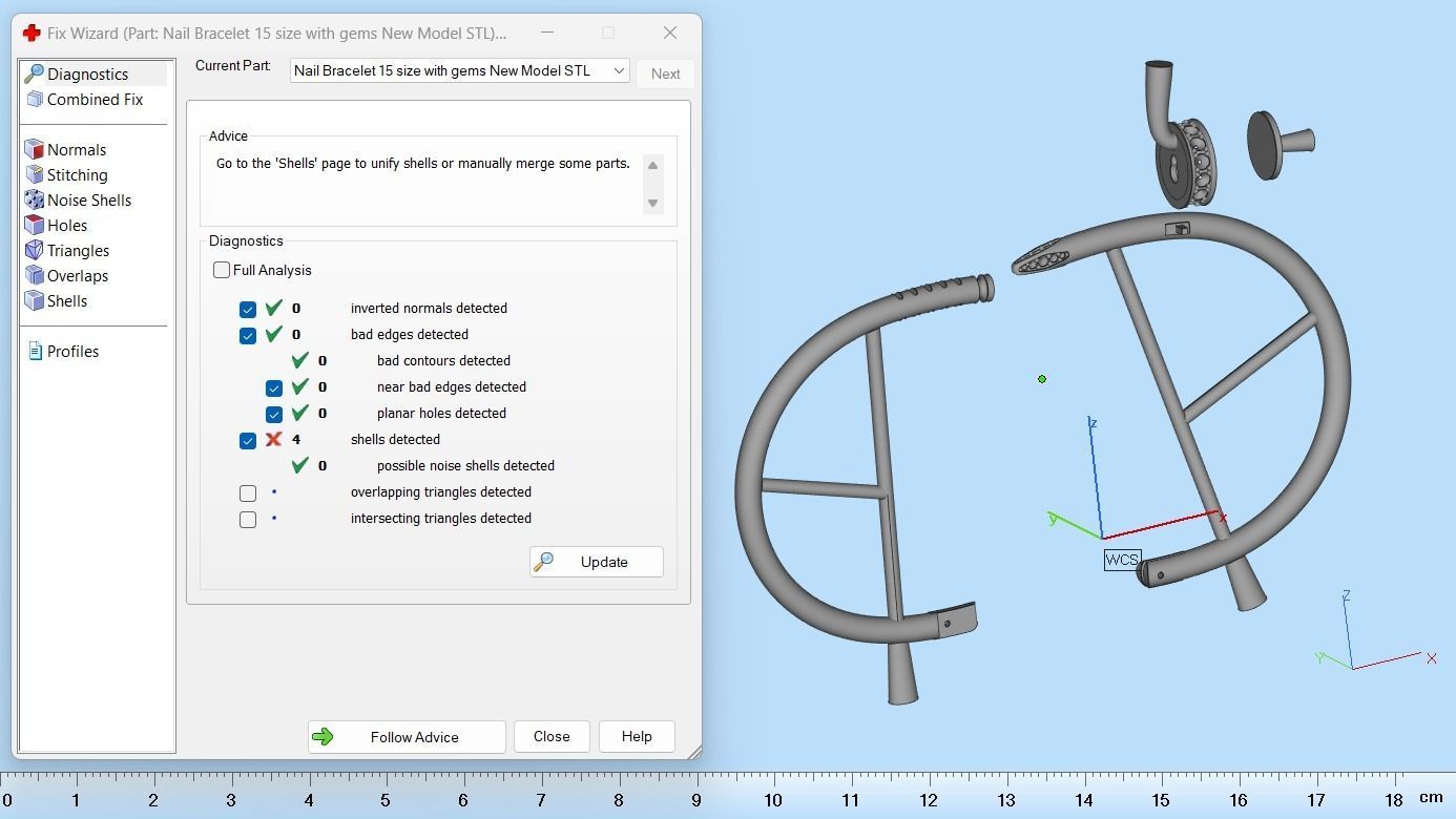 Juste un clou Bracelet 15 Size with Gems N83 3D print model_8