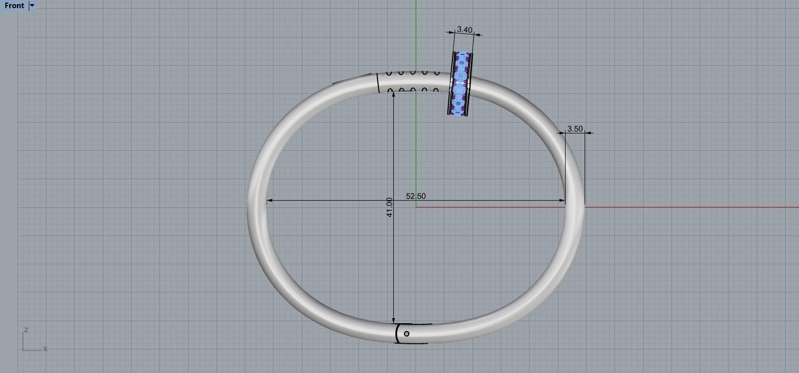 Juste un clou Bracelet 15 Size with Gems N83 3D print model_6