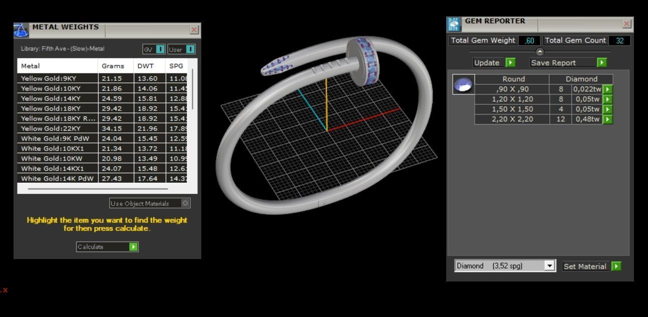 Juste un clou Bracelet 15 Size with Gems N83 3D print model_7