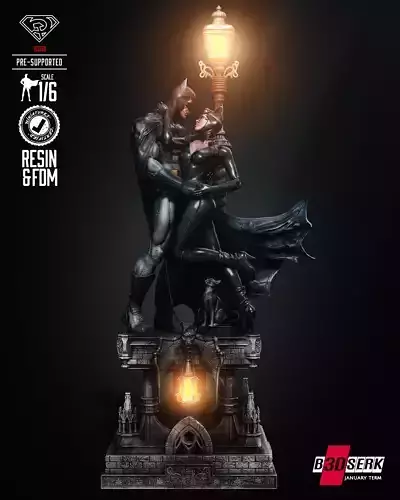 B3DSERK Batman and Catwoman Diorama Tested for 3D printing 3D print model