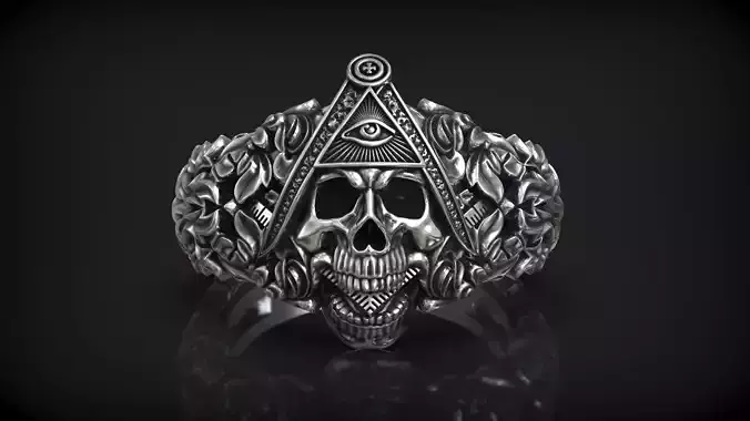 Masonic Skull Head Eye of Providence The Square and Compasses 3D print model