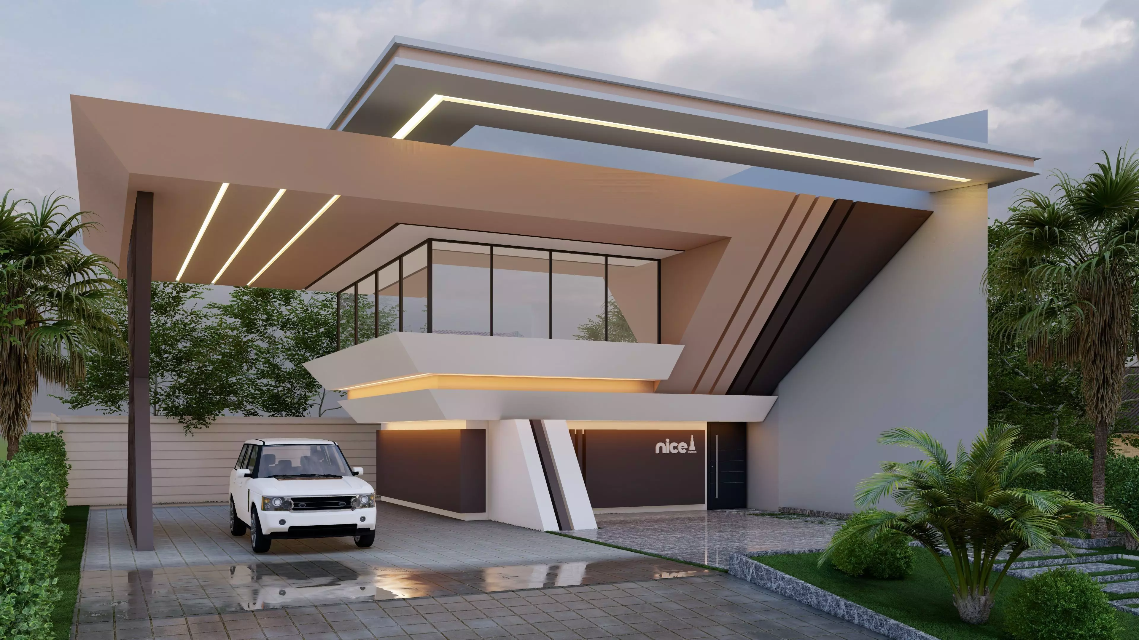 Modern Villa Modeled in SketchUp and Rendered with Lumion 3D model_0