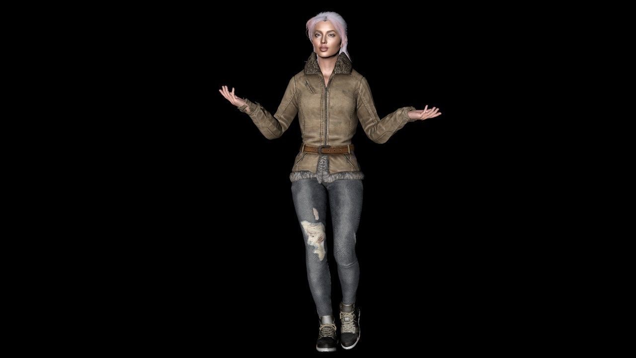 New Angie 3D Rigged model ready for animation 3D model 3D model_3