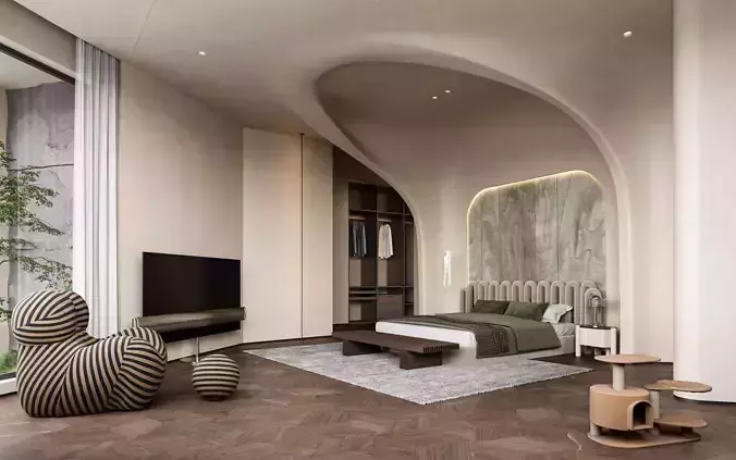 Cozy Bedroom Interior Scene 002 3D model