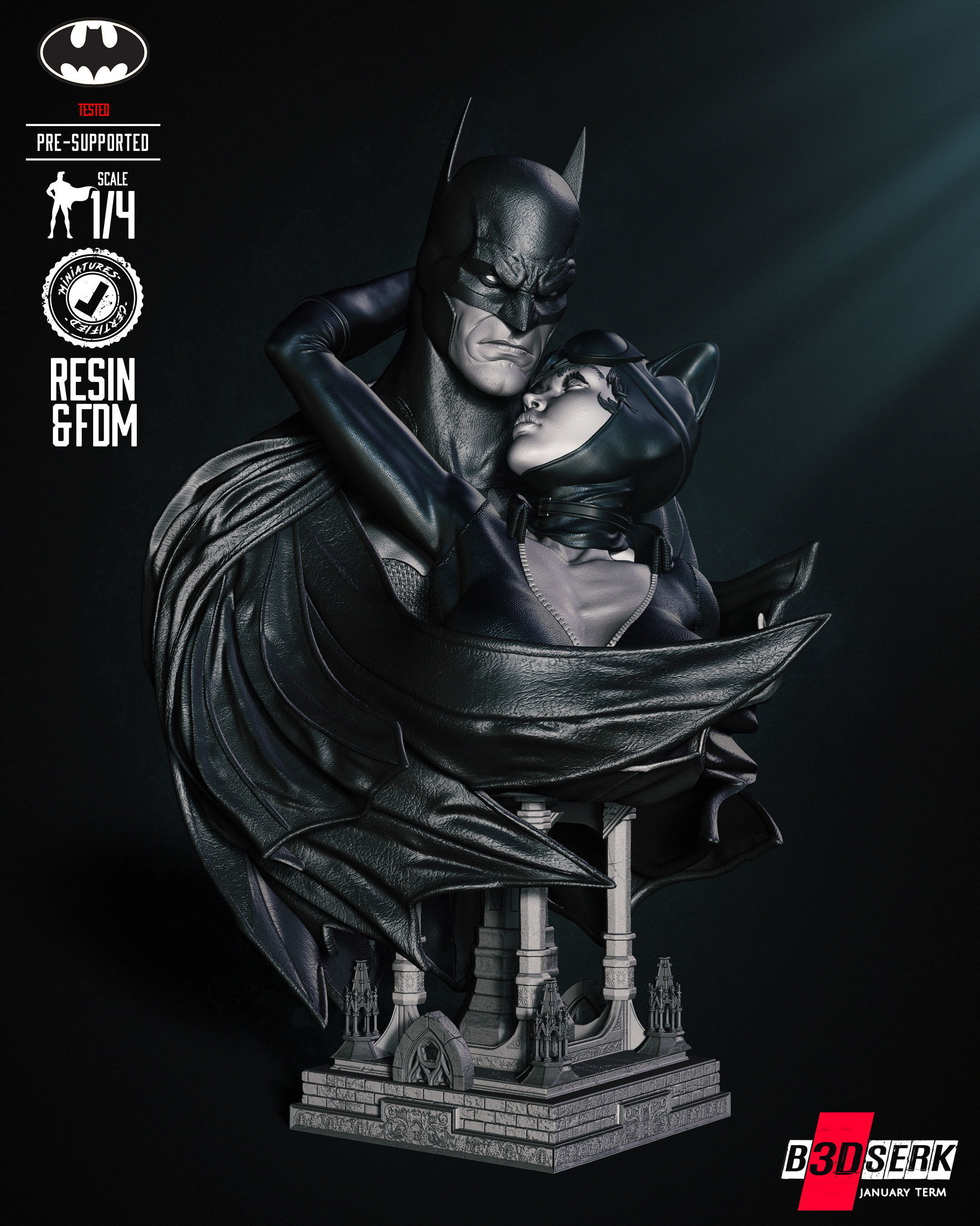 B3DSERK Catwoman and Batman Bust Tested for 3D printing 3D print model_13