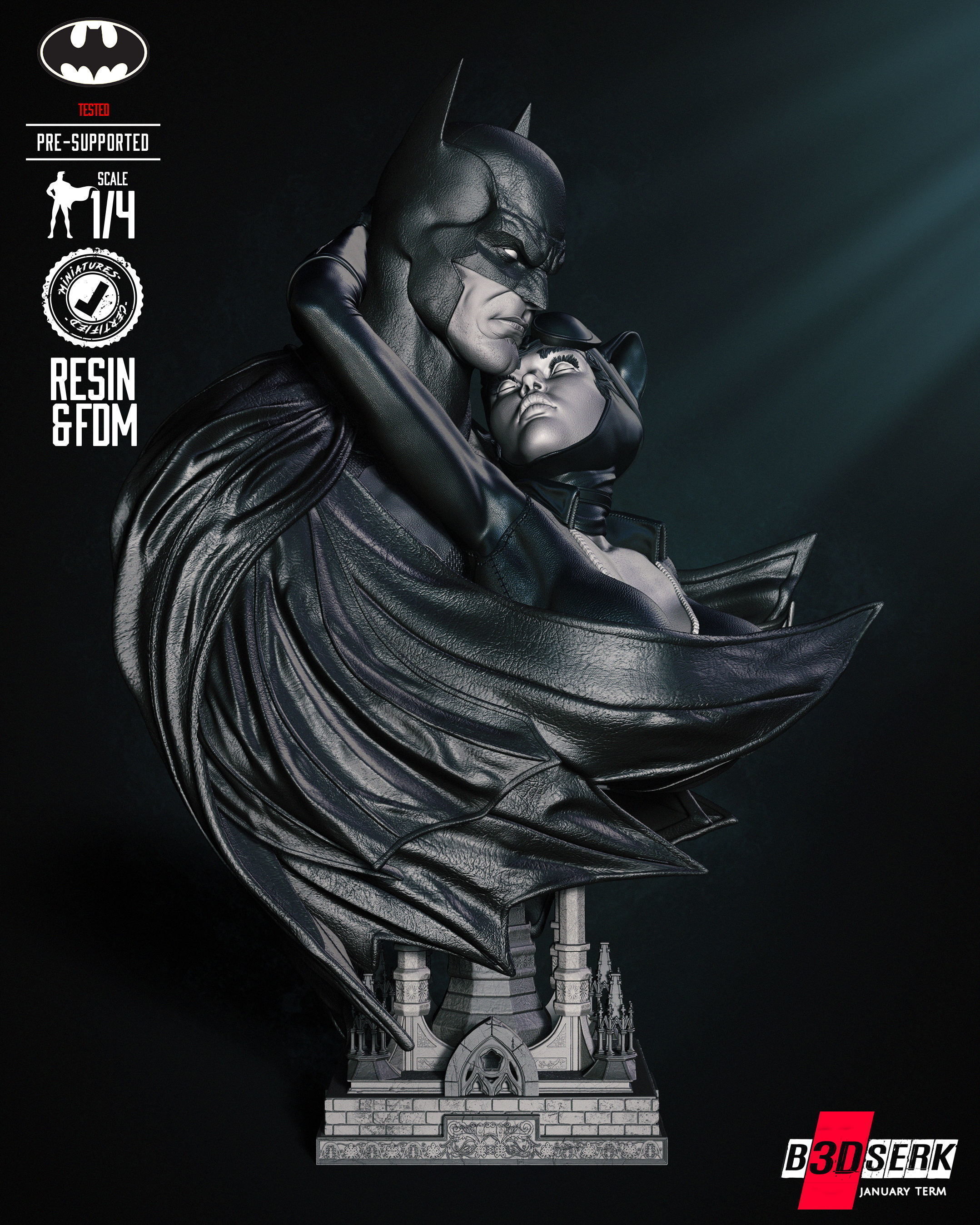 B3DSERK Catwoman and Batman Bust Tested for 3D printing 3D print model_7