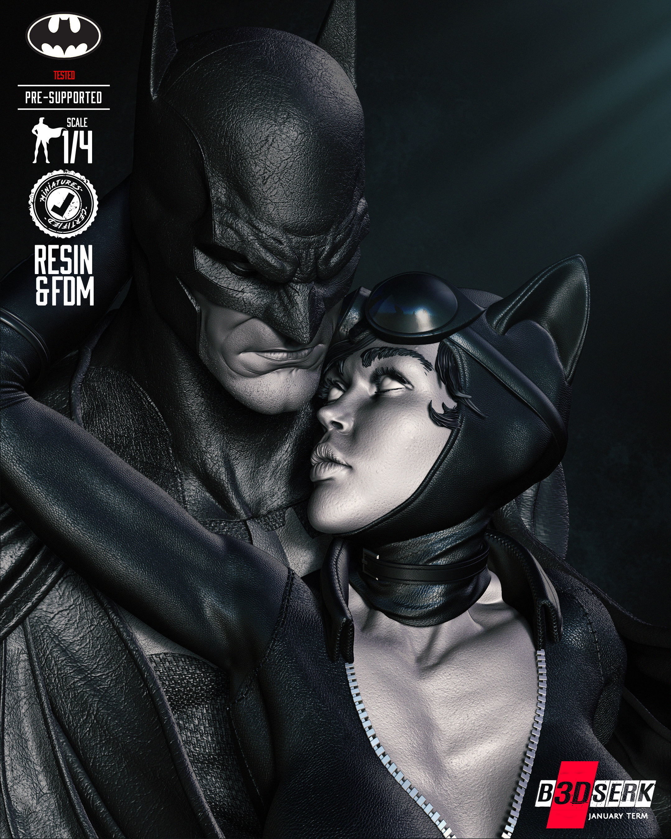 B3DSERK Catwoman and Batman Bust Tested for 3D printing 3D print model_34