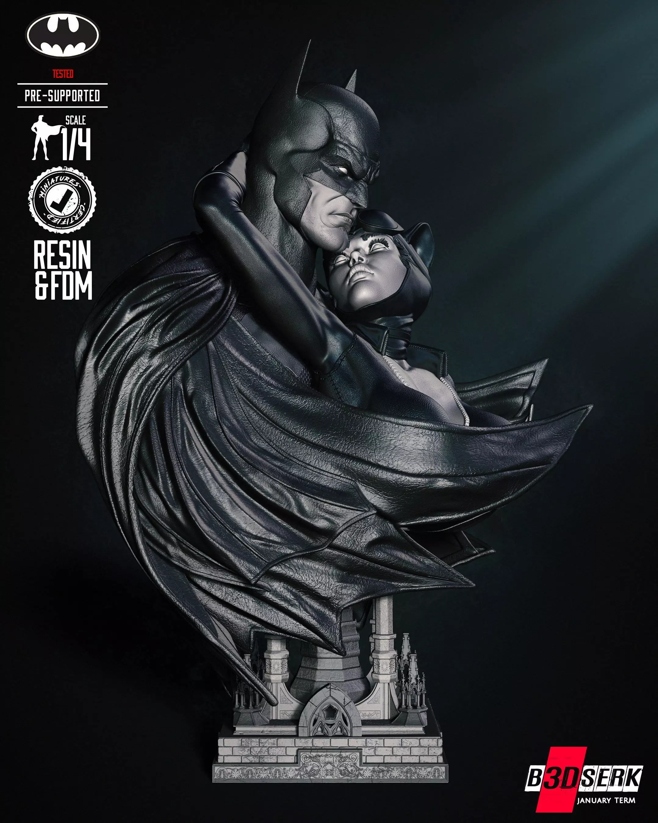 B3DSERK Catwoman and Batman Bust Tested for 3D printing 3D print model_0