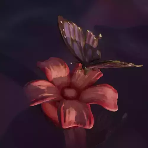 Purple Butterfly On A Flower - 