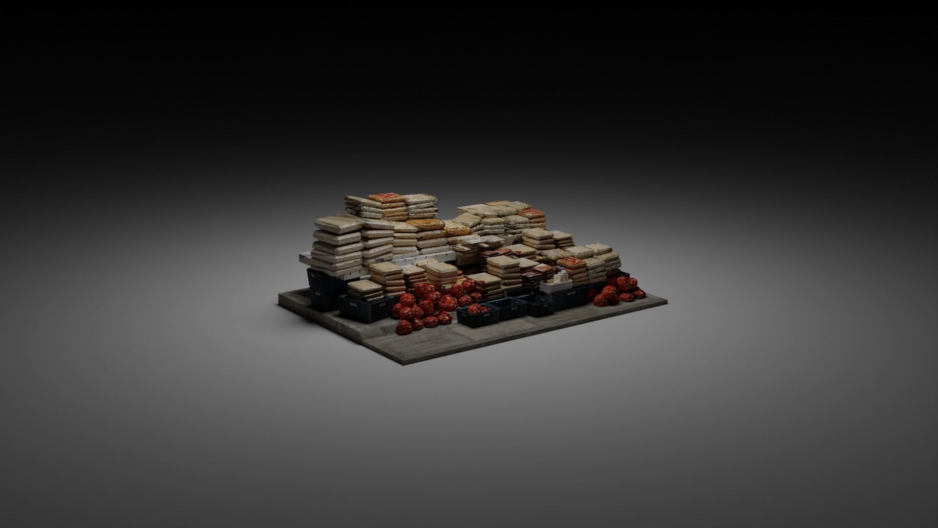 Modular market stands 3D model_2