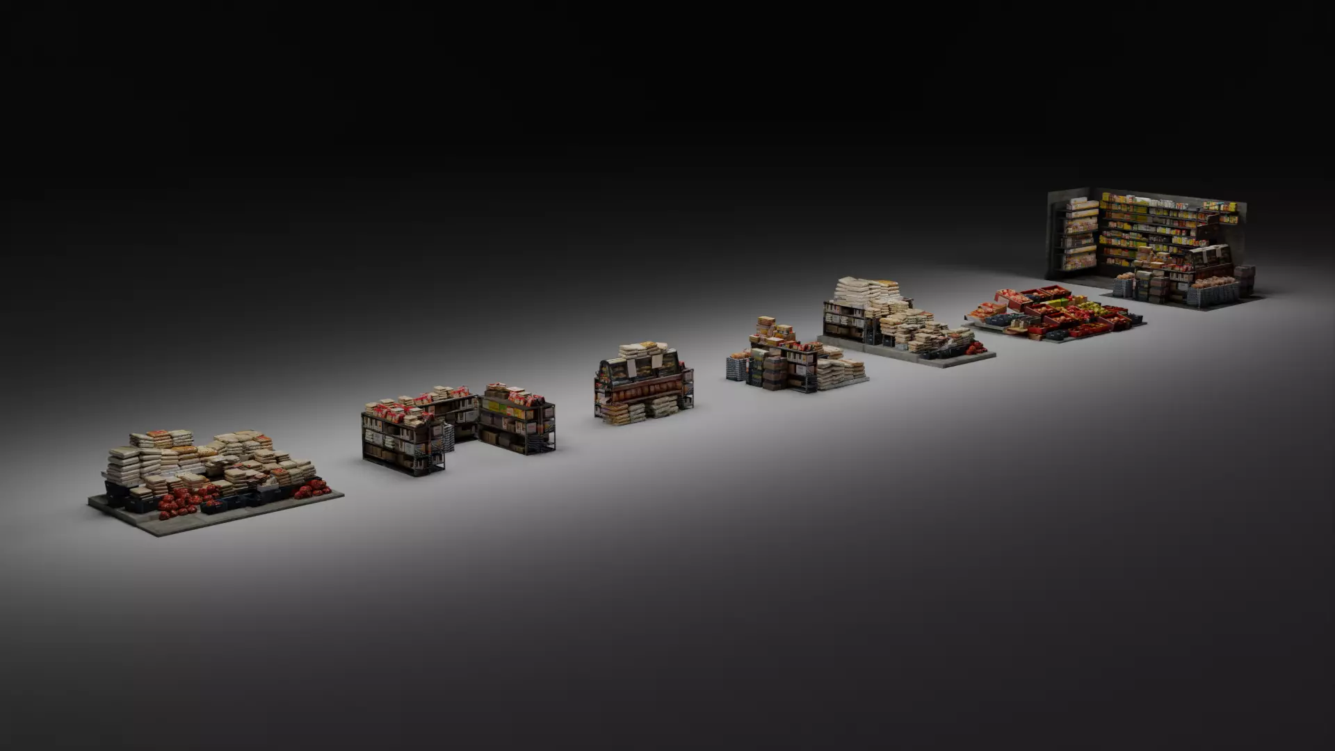 Modular market stands 3D model_0