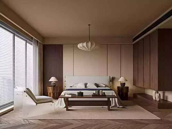 Cozy Bedroom Interior Scene 099 3D model