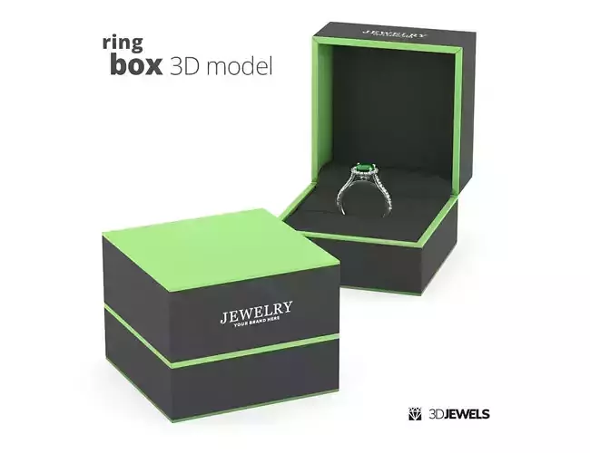 Jewelry Ring Gift Box 3D Model for Visualization