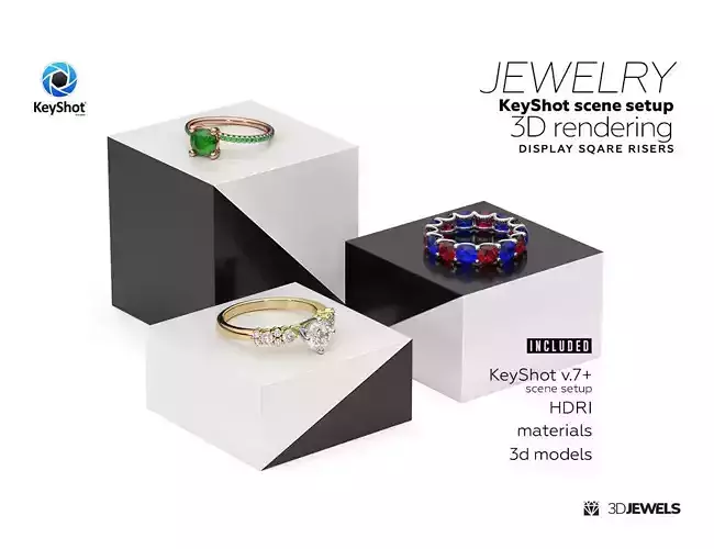 Photorealistic KeyShot Scene Setups Jewelry Rendering On Display