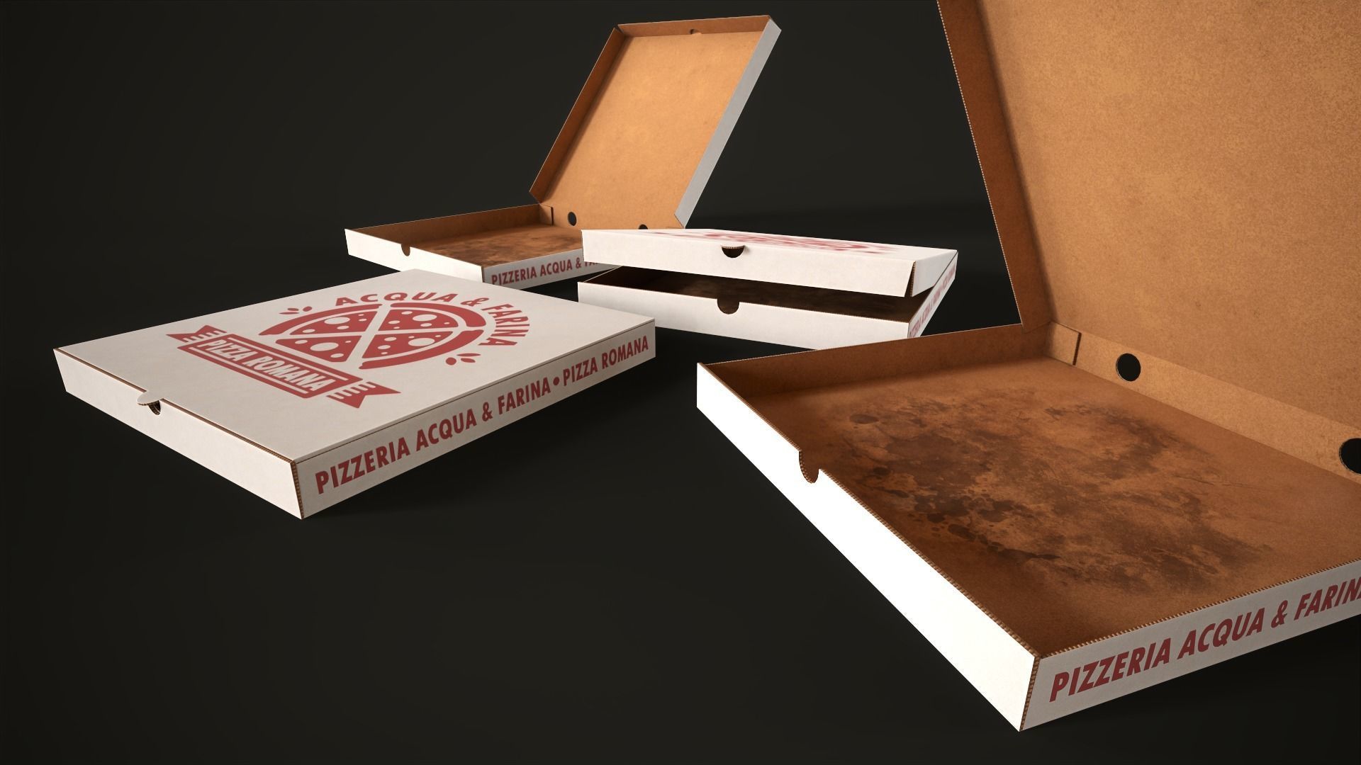 Pizza with box Low-poly 3D model_5