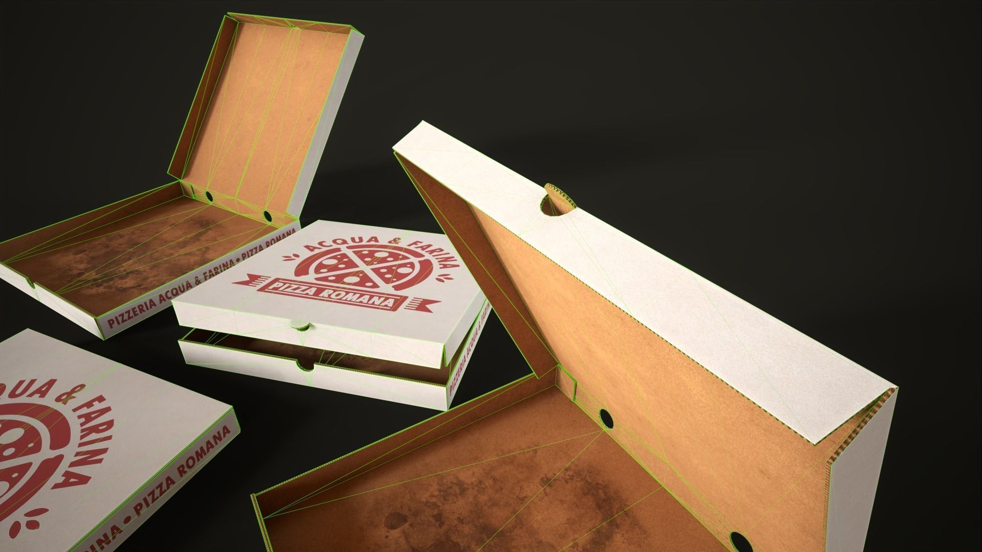 Pizza with box Low-poly 3D model_14