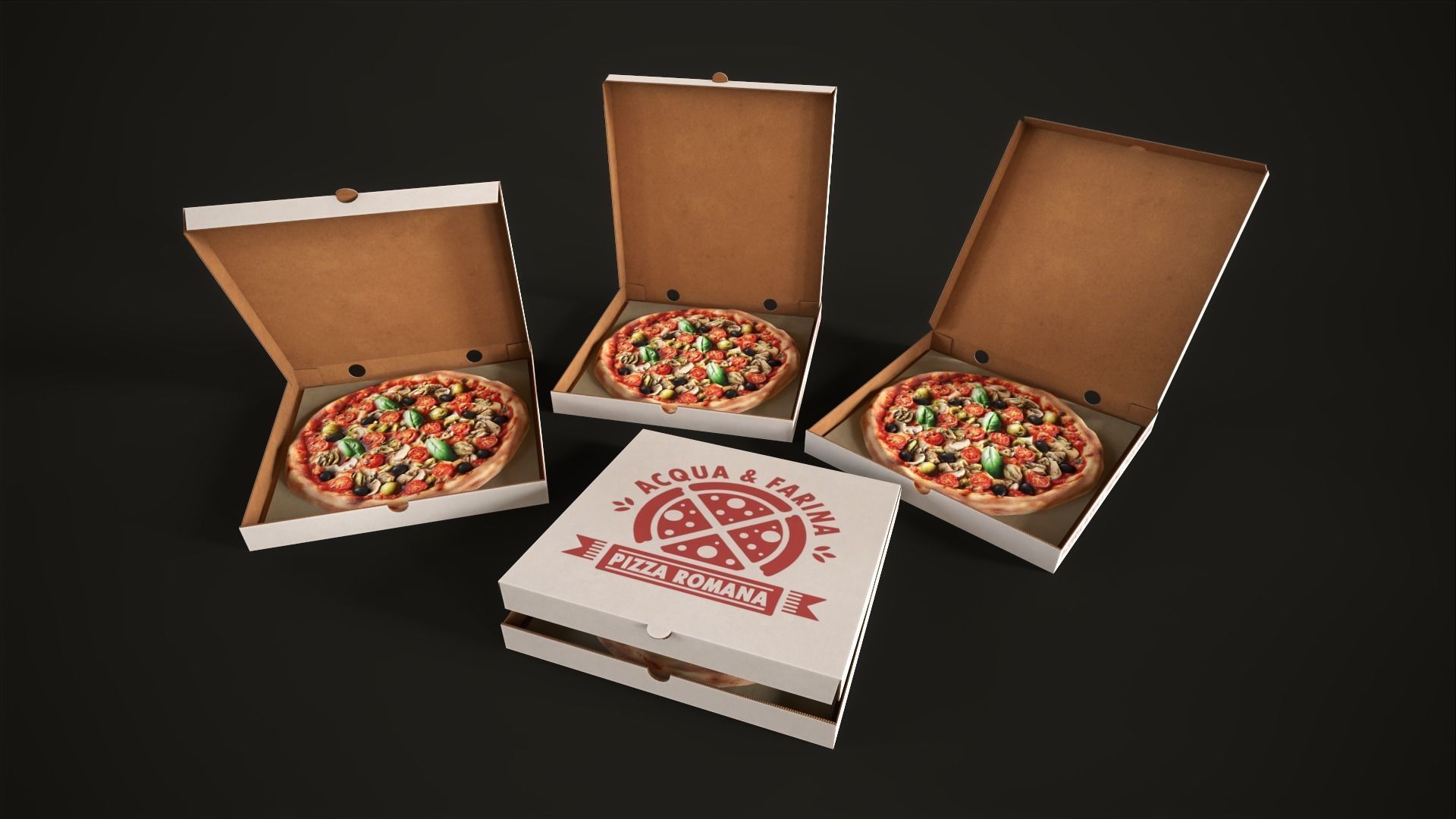 Pizza with box Low-poly 3D model_3