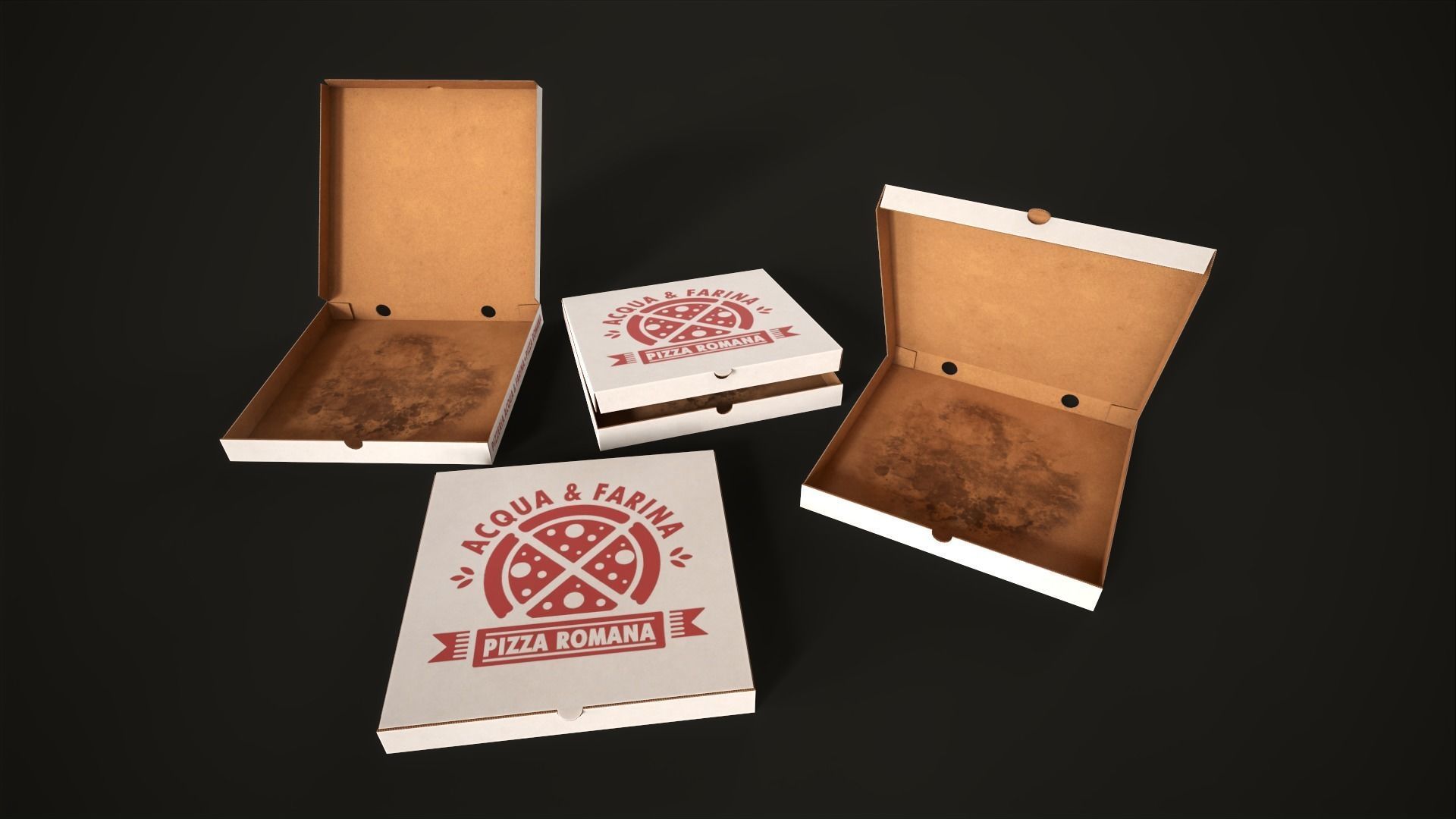 Pizza with box Low-poly 3D model_4