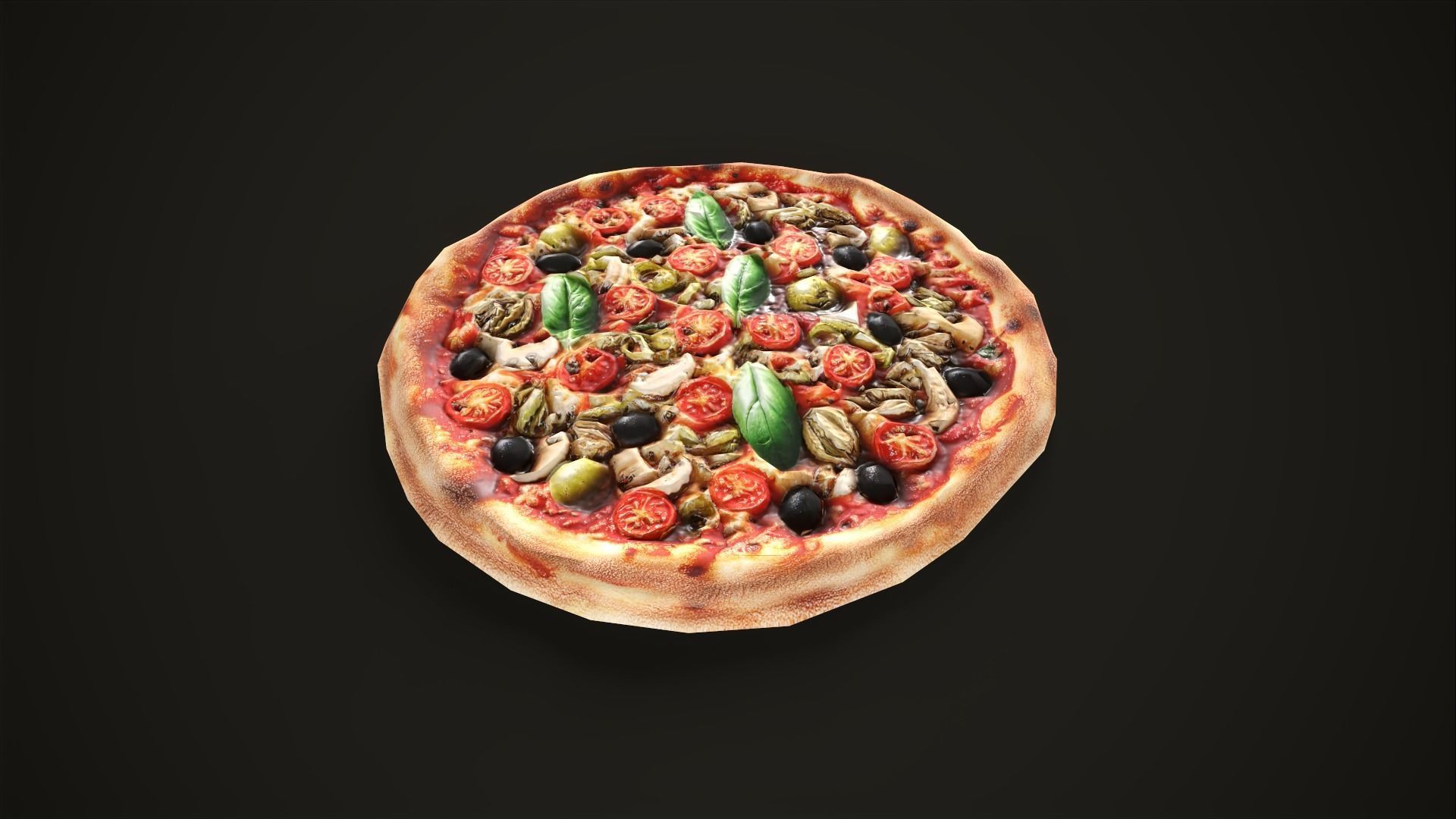 Pizza with box Low-poly 3D model_1