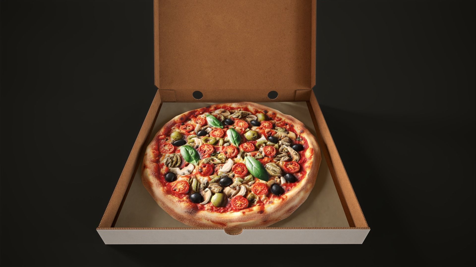 Pizza with box Low-poly 3D model_9