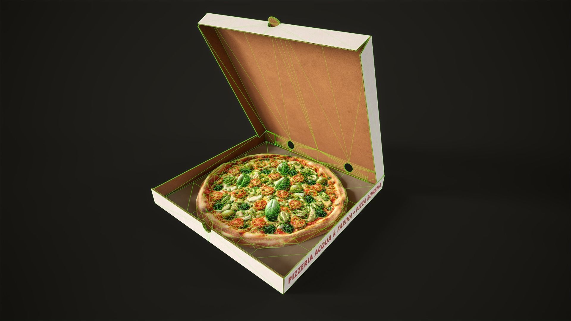 Pizza with box Low-poly 3D model_12
