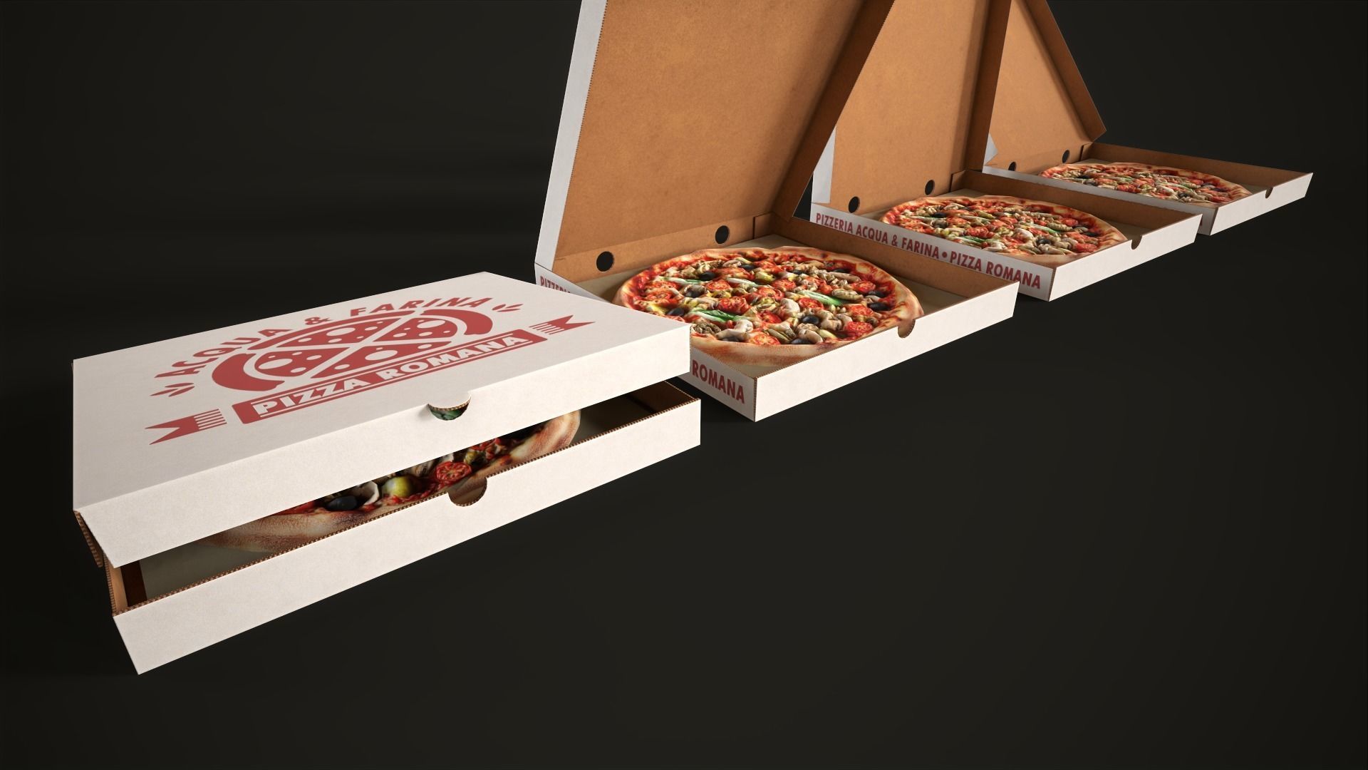 Pizza with box Low-poly 3D model_8