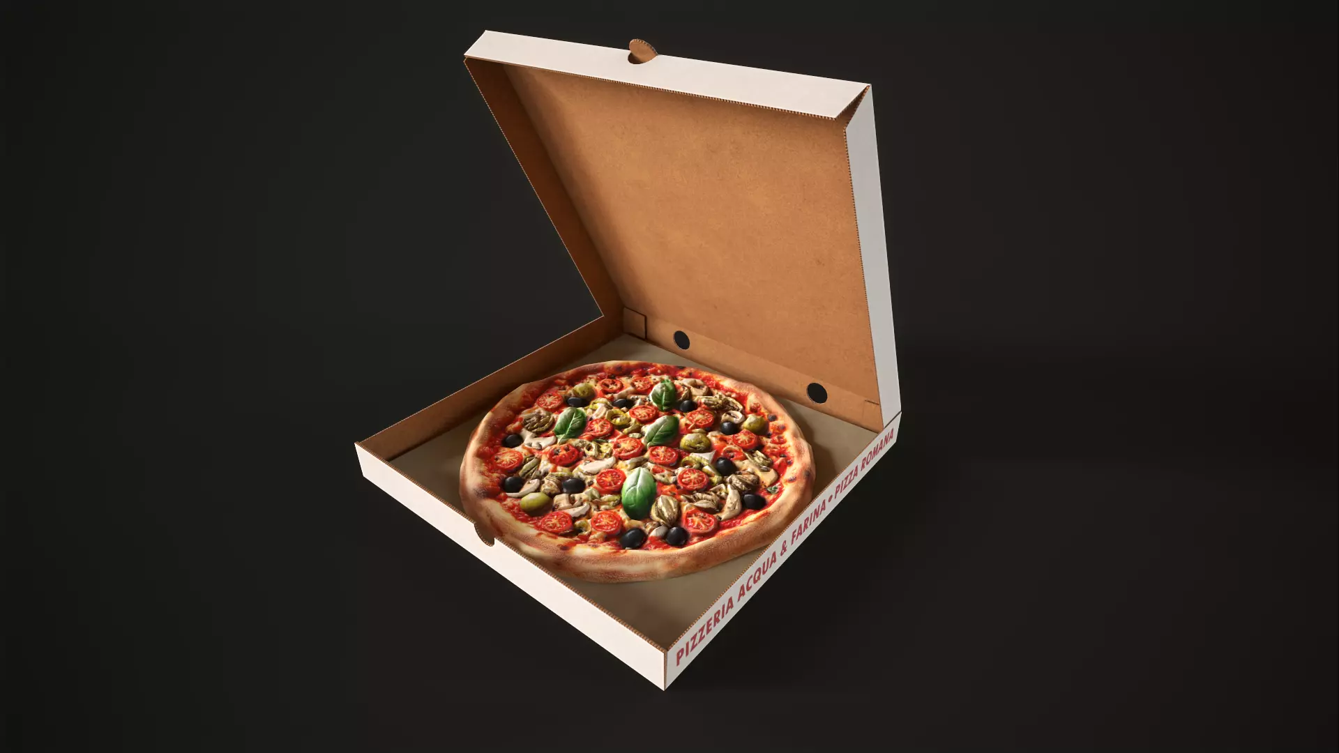 Pizza with box Low-poly 3D model_0