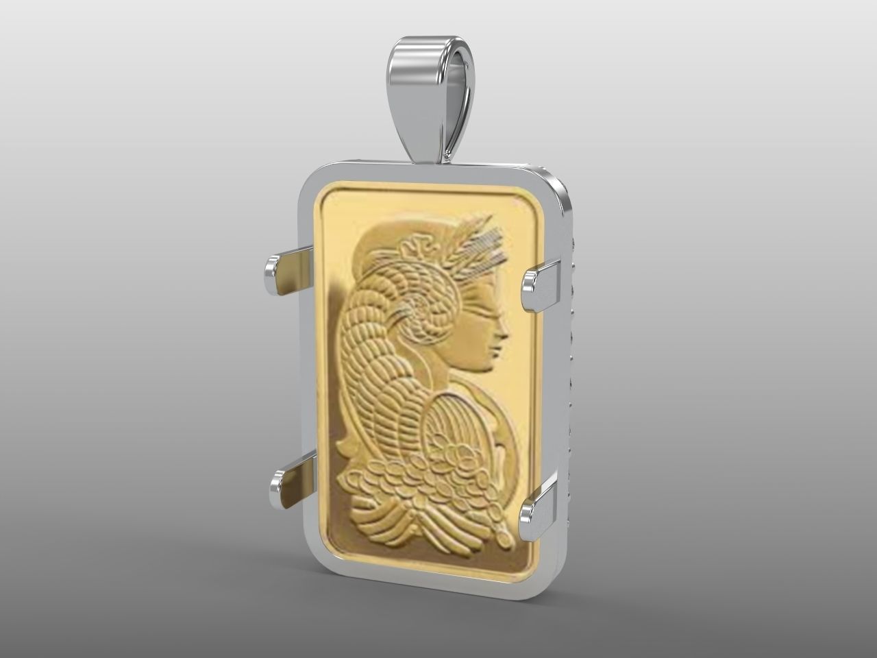 diamond credit suisse fortuna gold pamp bar frame 3D print model_4