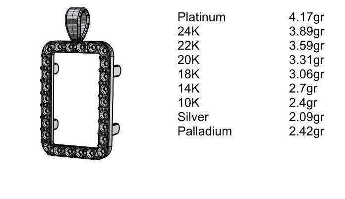 diamond credit suisse fortuna gold pamp bar frame 3D print model_9