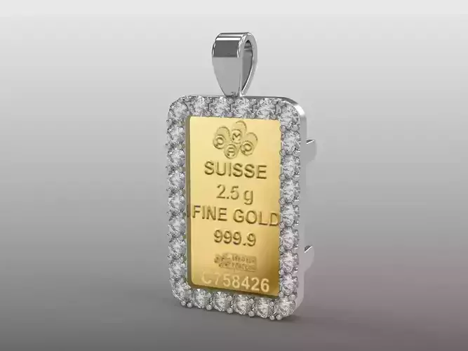 diamond credit suisse fortuna gold pamp bar frame 3D print model