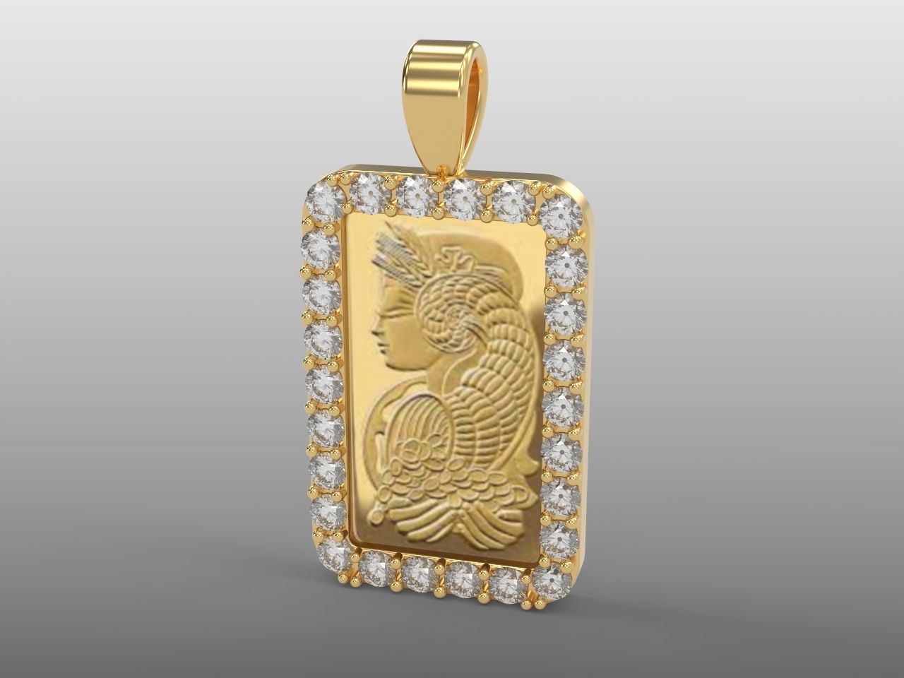 diamond credit suisse fortuna gold pamp bar frame 3D print model_1