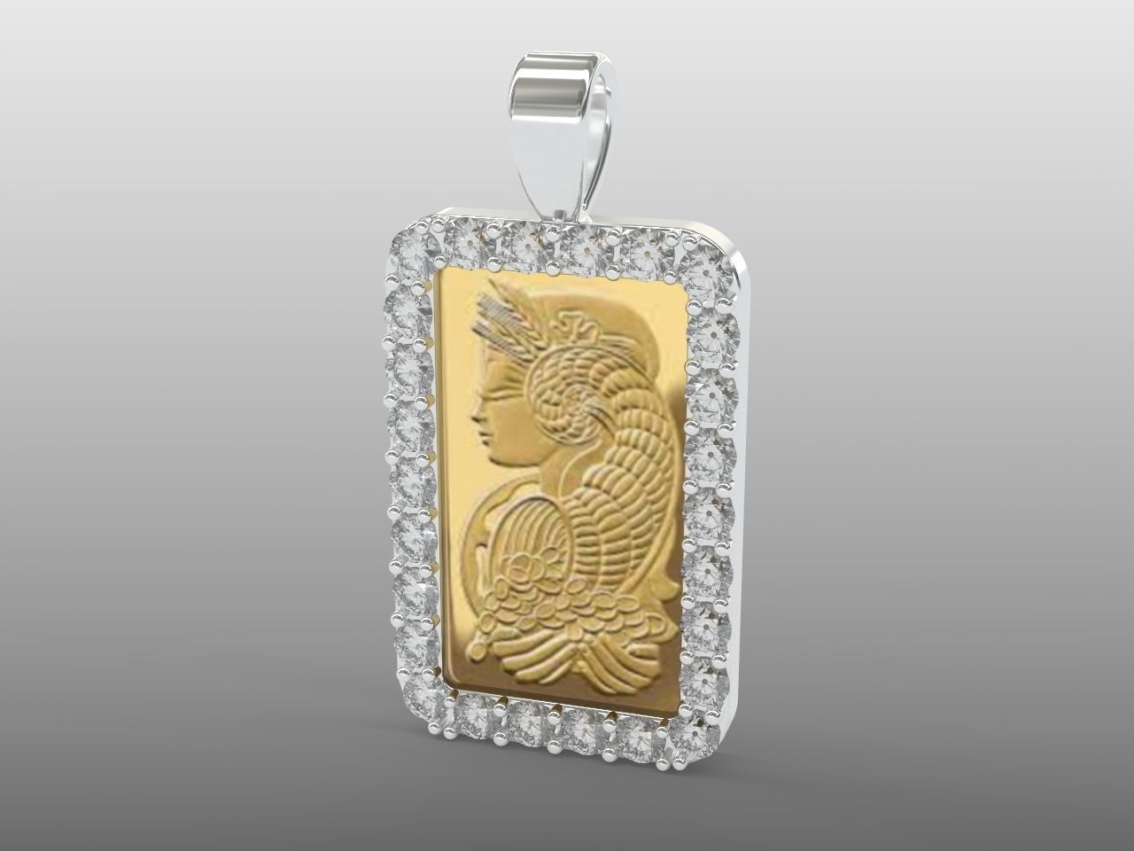 diamond credit suisse fortuna gold pamp bar frame 3D print model_2