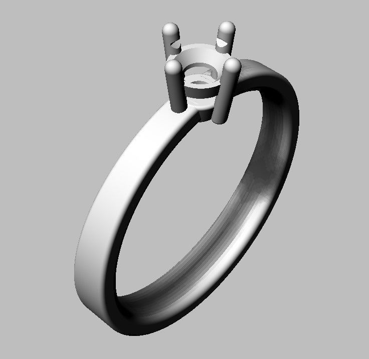 4mm Engagement Ring 3D print model_18