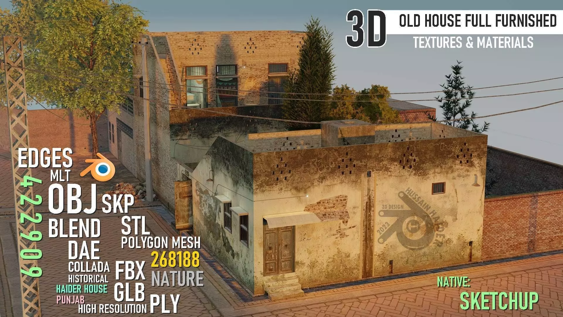 village House full Furnished Low-poly 3D model