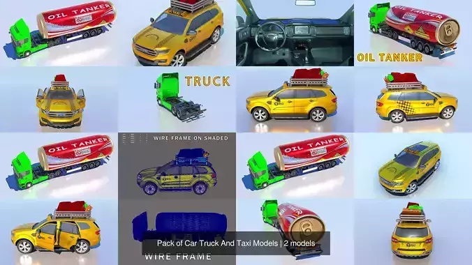 Pack of Car Truck And Taxi Models