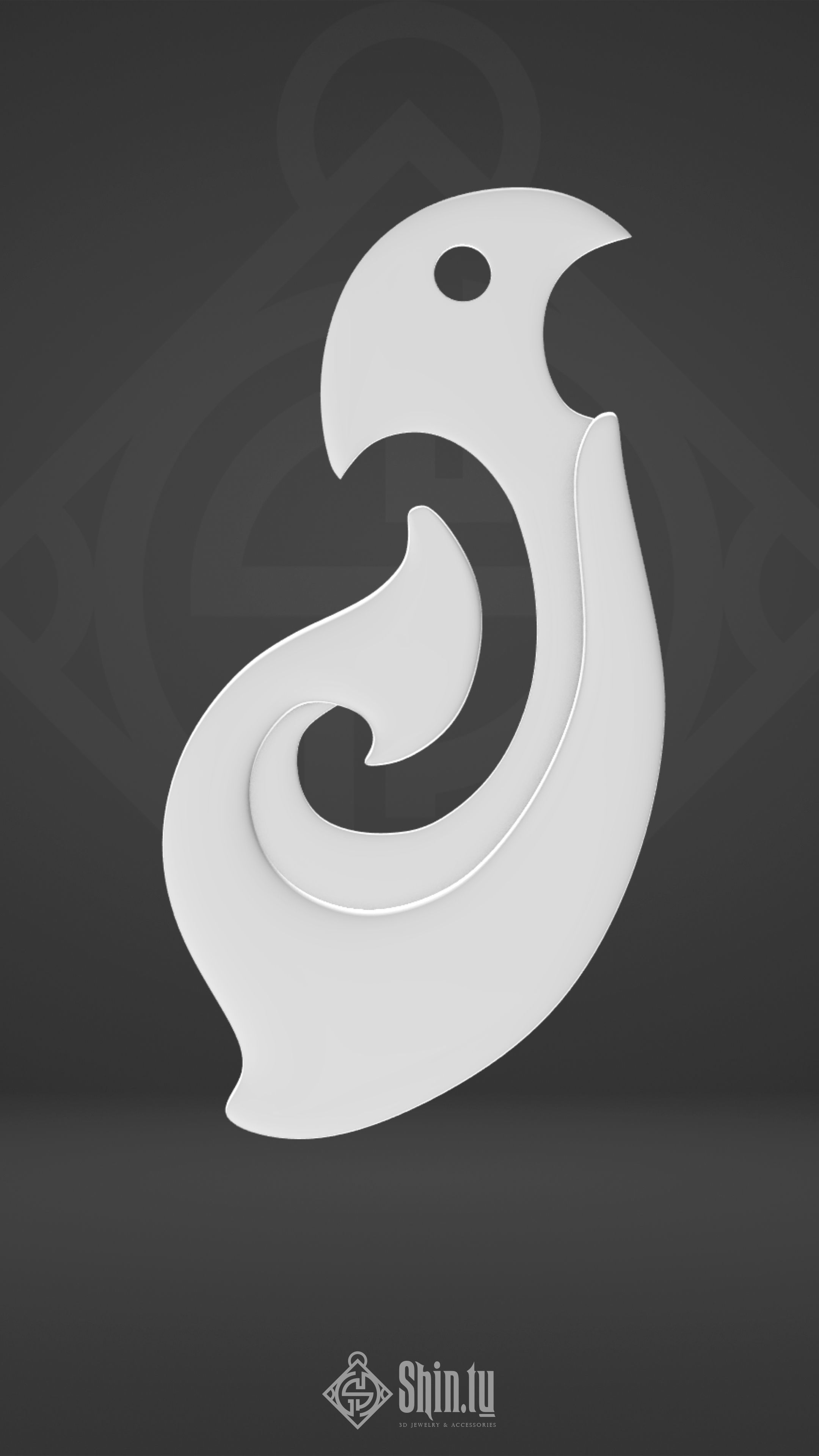 Maori Pendant Leaf wave 3D print model_1