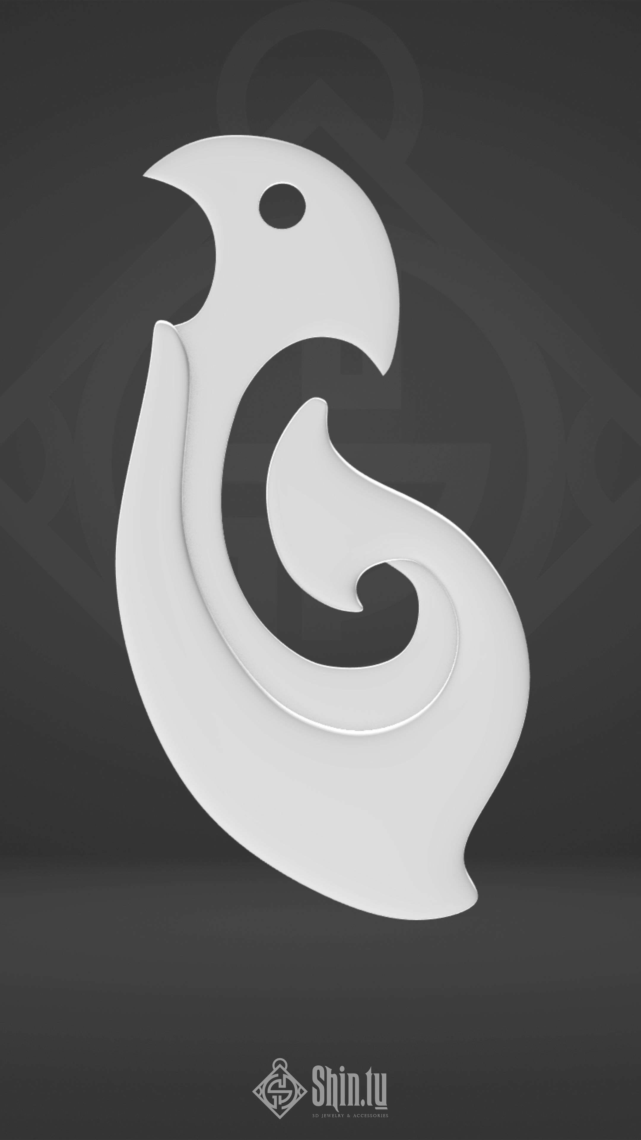 Maori Pendant Leaf wave 3D print model_3
