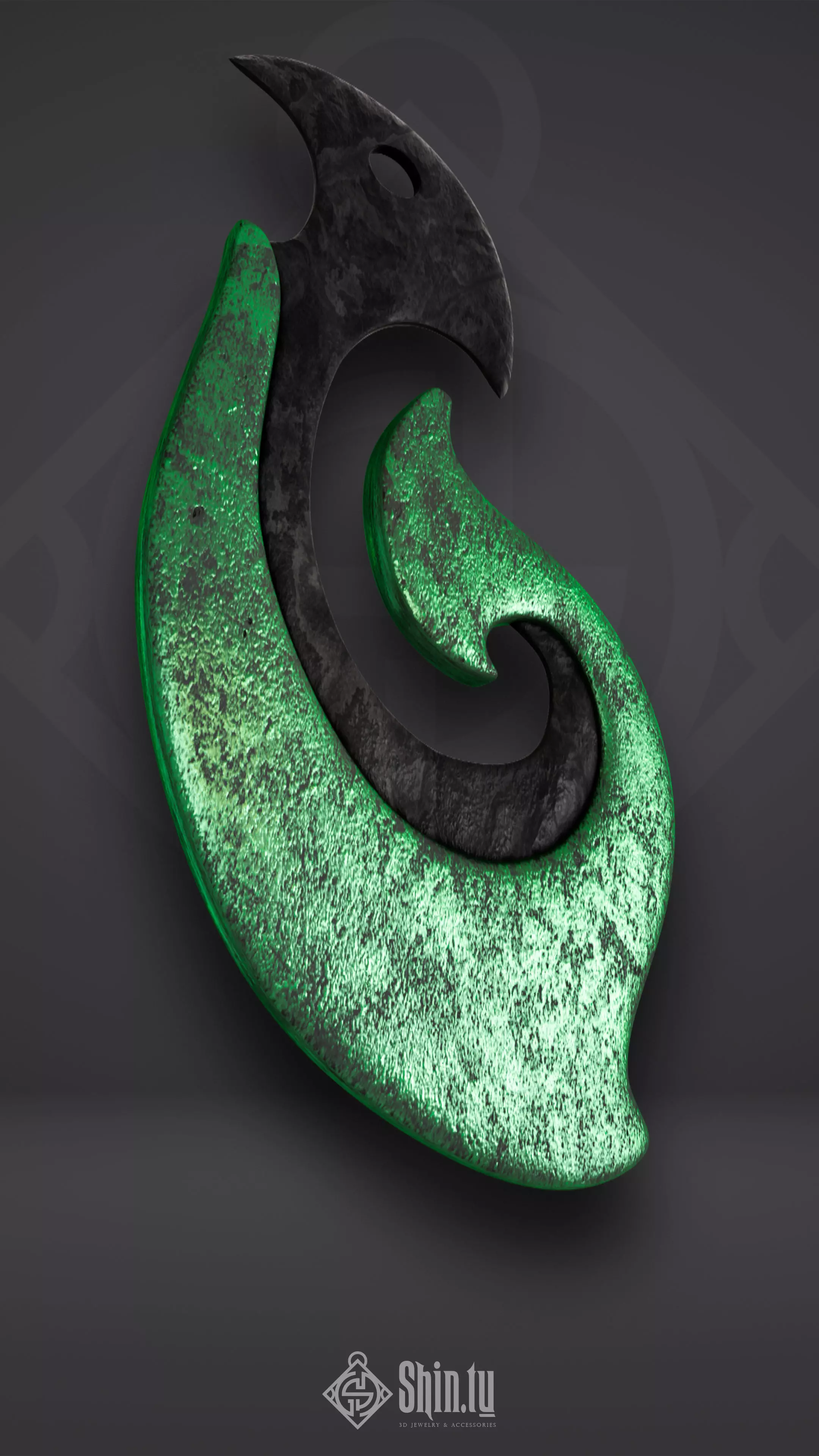 Maori Pendant Leaf wave 3D print model_0