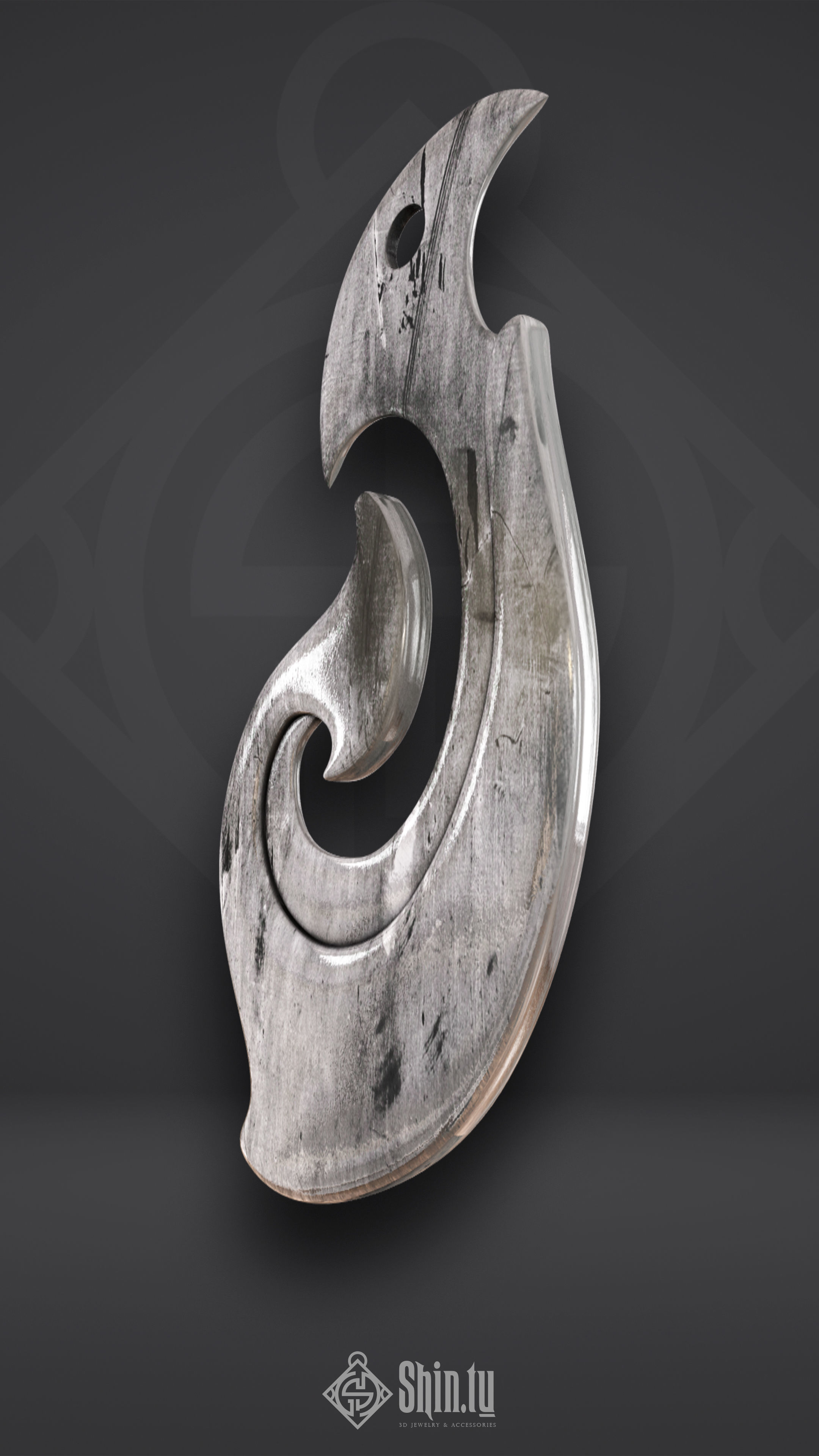 Maori Pendant Leaf wave 3D print model_6