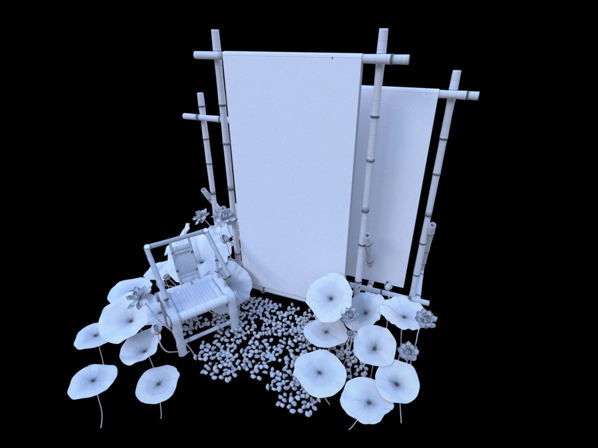 Chinese Style Beautiful Chen Tea Rest Area Lotus  3D model_4