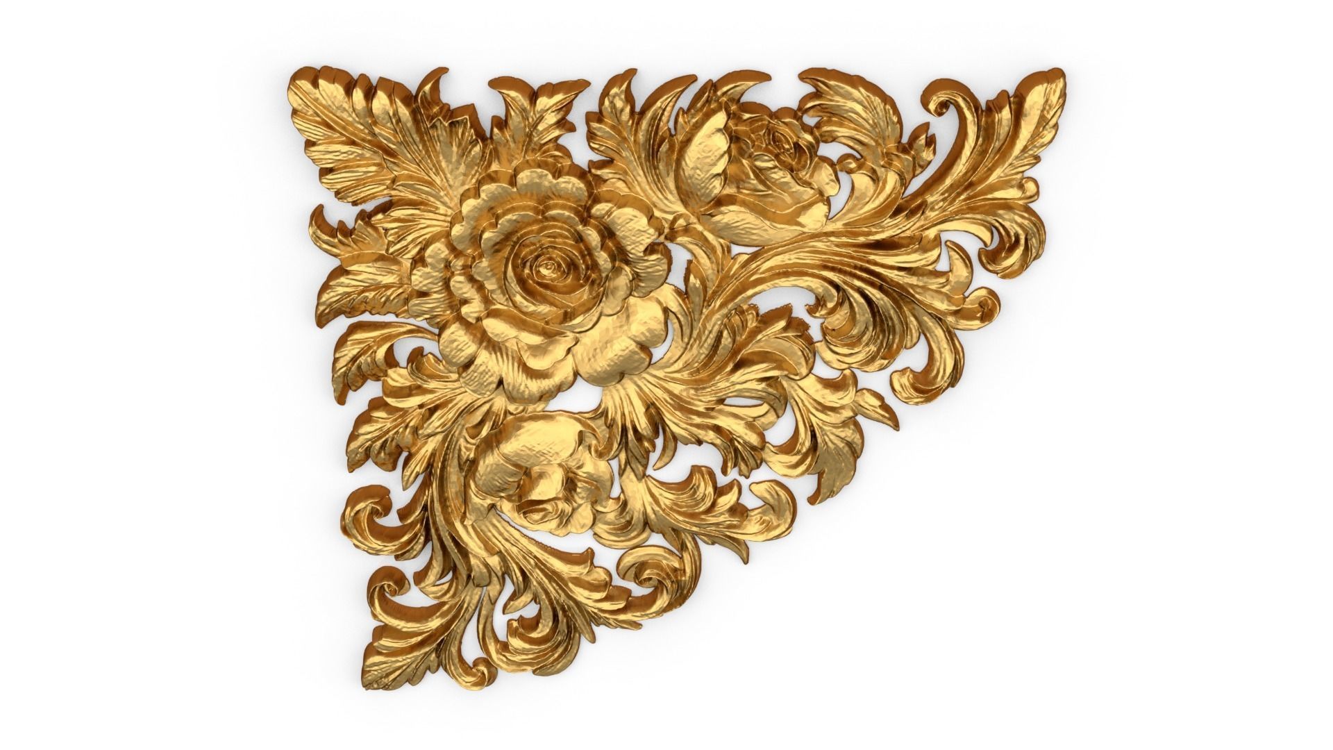 Classic carved corner decor ornament 374 3D model_4