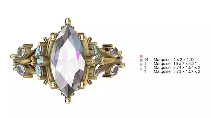 ENGAGEMENT MARQUISE RING - SOLITARIO RAMAS Y PIEDRAS MARQUESAS