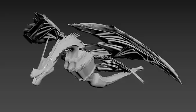 4 wings dragon model  Low-poly 3D model