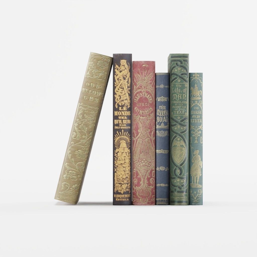 Old Books Low-poly 3D model_1