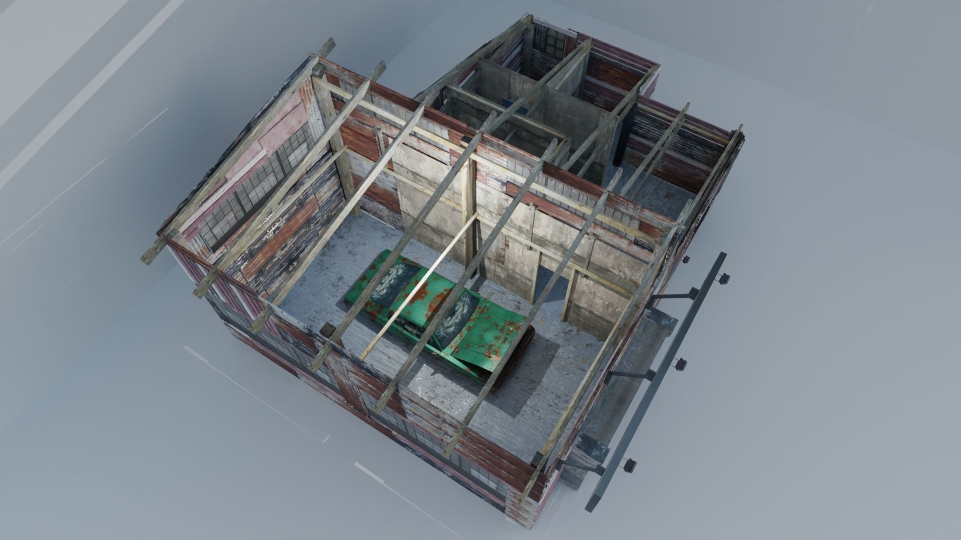 Shanty Garage Sun Motors Free low-poly 3D model_3